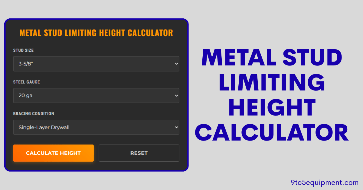 Metal Stud Limiting Height Calculator