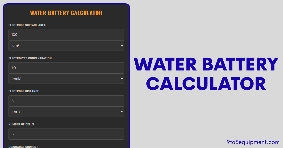 Water Battery Calculator