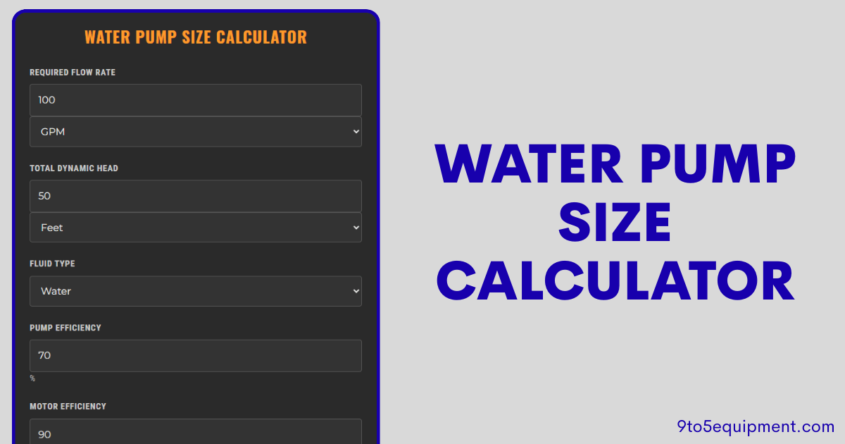 Water Pump Size Calculator