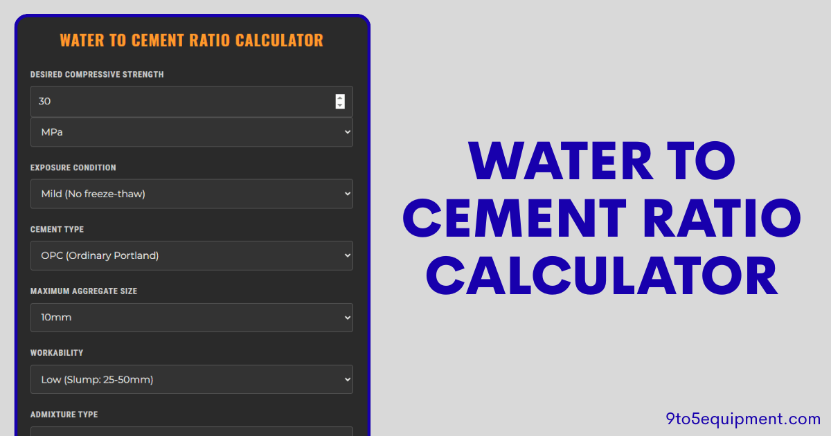 Water to Cement Ratio Calculator