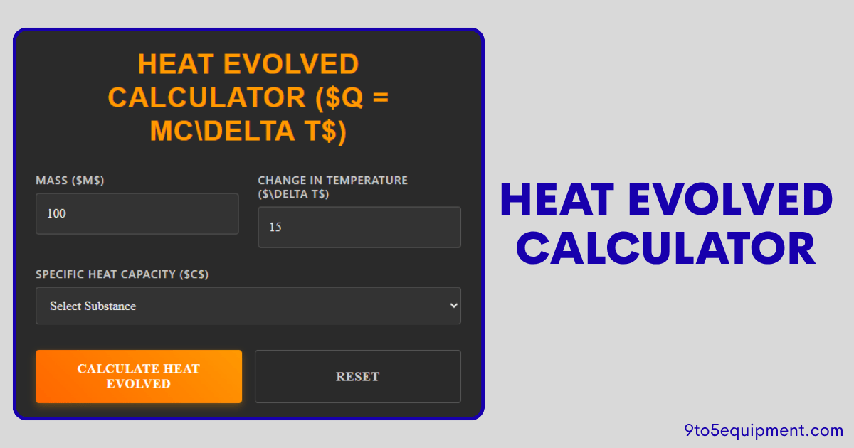 Heat Evolved Calculator: Calculate Change in Heat for Chemical Reactions