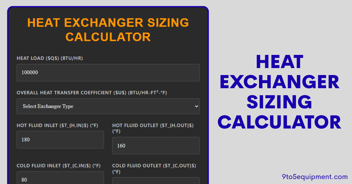 Heat Exchanger Sizing Calculator