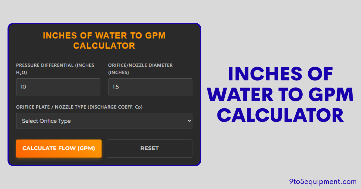 Inches of Water to GPM Calculator