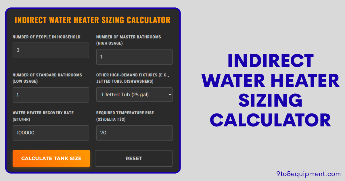 Indirect Water Heater Sizing Calculator
