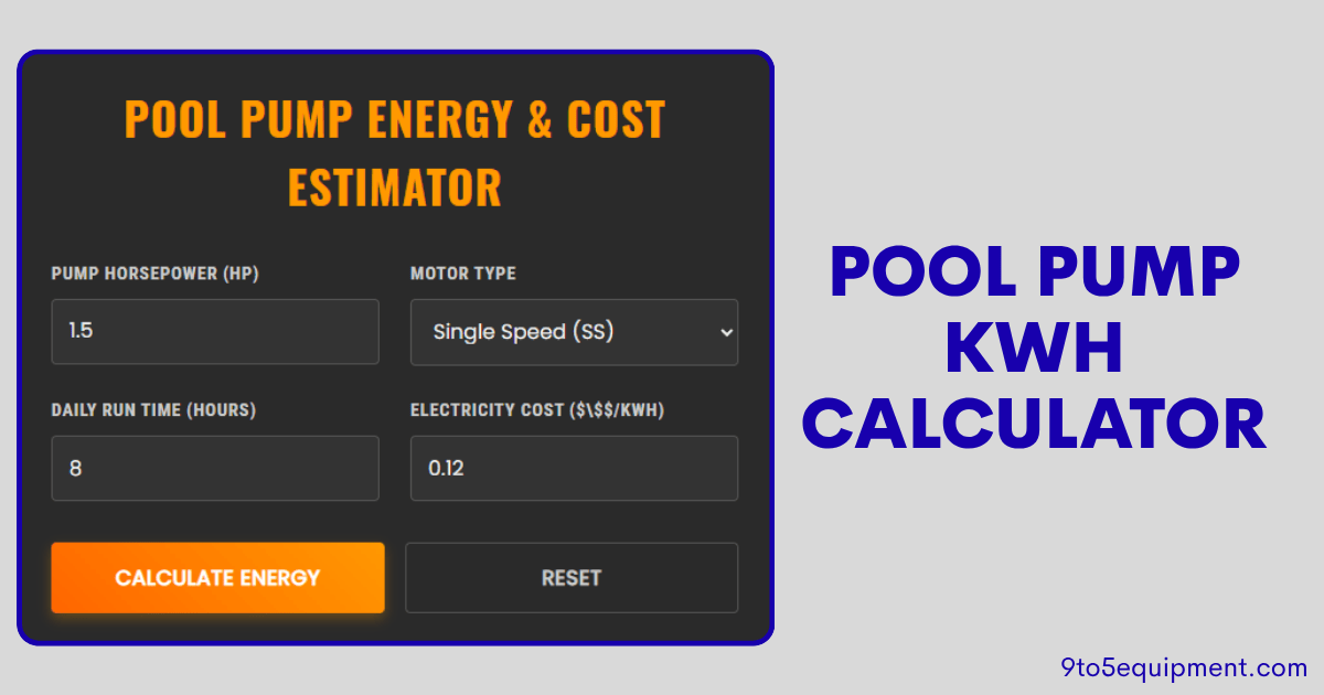 Pool Pump kWh Calculator