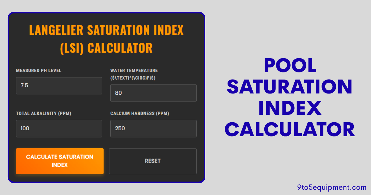 Pool Saturation Index Calculator