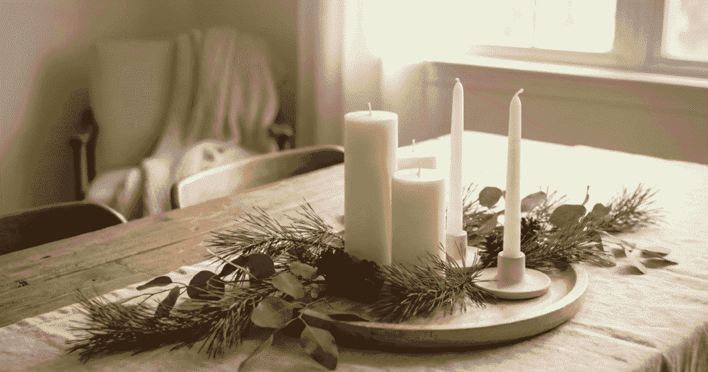 Candle + Pine Centerpiece