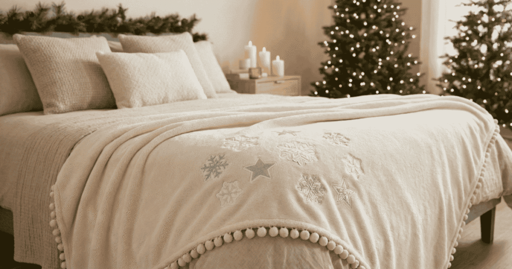 Festive Throw Blanket With Embellishments