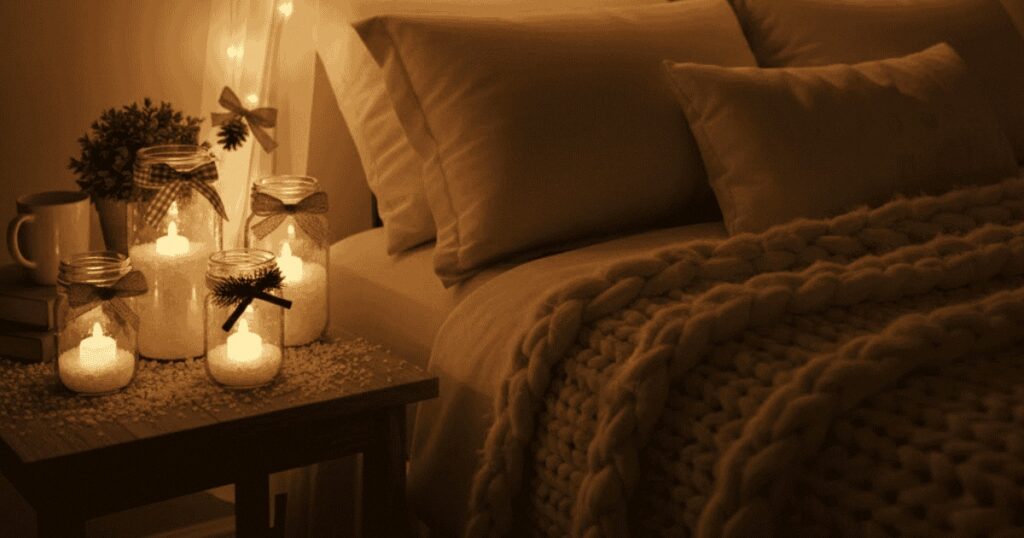 Mason Jar Lanterns With Faux Snow