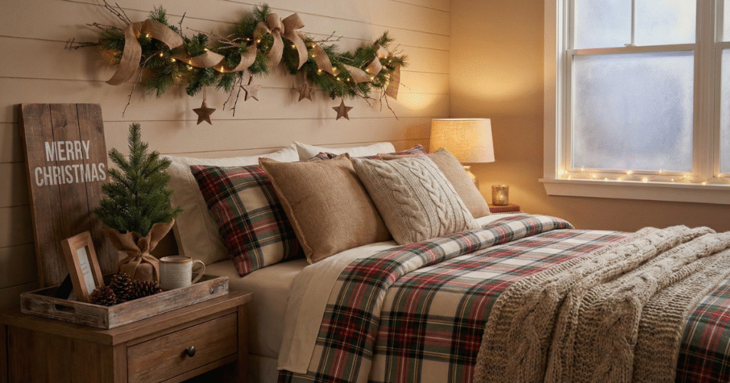 Rustic Bedroom Decor With Wood, Burlap, And Greenery